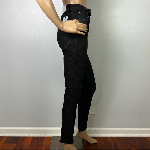 NEW WEWOREWHAT REVOLVE BLACK SLIT HEM JEANS - Picture 5 of 8